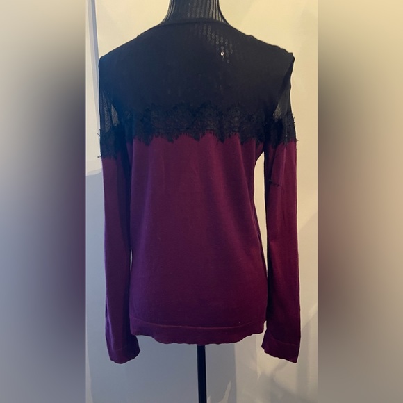 Black Lace & Plum Thin Knit Sweater/Top - Picture 4 of 9